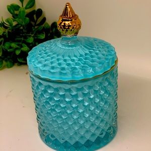 Beautiful blue candle with lid